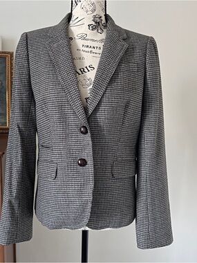 Women’s J.Crew Schoolboy Blazer Size 6 Houndstooth Wool Blend Preppy Jacket